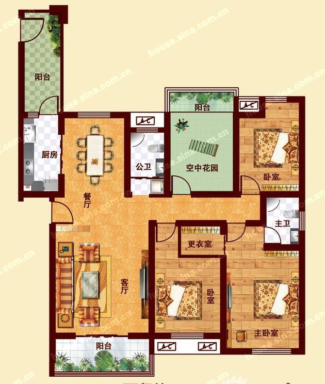 K1戶(hù)型 四室兩廳兩衛(wèi) 164-173㎡