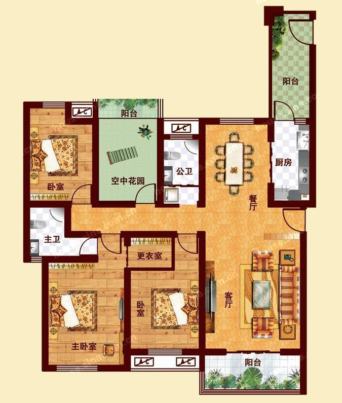 K2戶(hù)型 四室兩廳兩衛(wèi) 163-176㎡