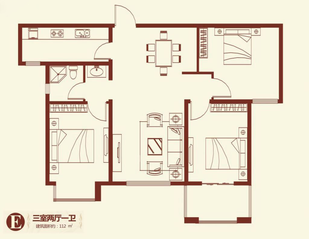 紫薇壹號·西韻3室2廳1衛(wèi)112㎡